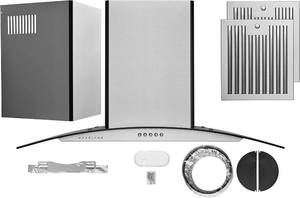 Hauslane  Chef Series Range Hood WM-600 Wall Mount Range Hood  European Style with Stainless Steel and Tempered Glass