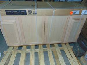 Hampton Unfinished Recessed Panel Stock Assembled Sink Base Kitchen Cabinet 60 in. x 34.5 in. x 24 in.