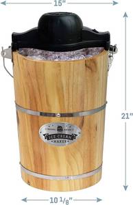 Elite Gourmet EIM916# Old Fashioned 6 Quart Vintage Wood Bucket Electric Ice Cream Maker Machine,