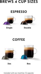 Nespresso Breville Vertuo  Aeroccino3 Coffee  Espresso Machine  12 Pods