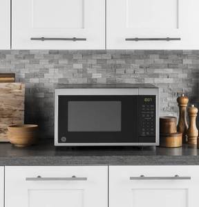 GE 0.9 Cubic Foot Capacity Countertop Microwave Oven, Stainless, JES1095SMSS