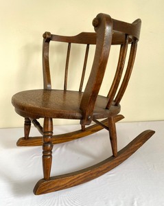 lot 55 image: Antique Childrens Wooden Rocking Chair