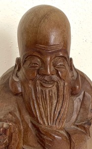 lot 45 image: Japanese Jurojin Teacher Carved Wooden Sculpture
