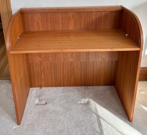 lot 4 image: Vintage Petite Teak Mid Century Modern Roll Top Desk