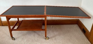 lot 5 image: Vintage Mid Century Modern Teak Serving Cart