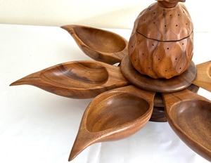 lot 10A image: Vintage Monkey Pod Pineapple Lazy Susan