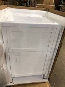 Eleni All-In-One Kit 24 in. x 22 in. x 37.8 in. Acrylic Utility Sink with Cabinet in White by Schon Customer Returns See Pictures