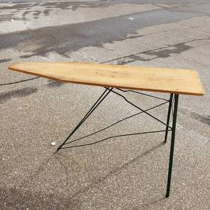 Vintage Wood Ironing Board With Green Legs