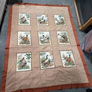 Patchwork Quilt Of Wild Birds 74x56,  Framed Duck Print 30x23