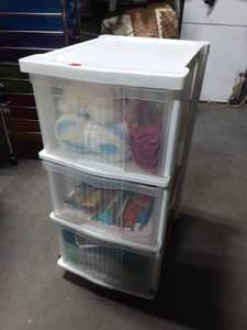 Rolling 3-Drawer Organizer With Crafting Materials Yarn, Knitting, Crocheting Needles