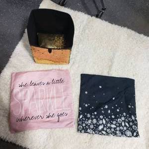 Home Decor- NEW Soft Rug 46x64, 2-Pillow Covers, Sequin Bin