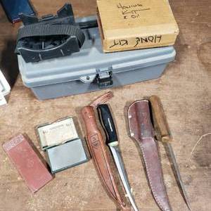 2-Filet Knives, Honing Kit, Sharpening Blocks, TackleTool Box