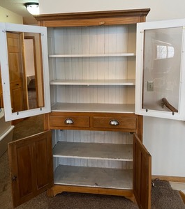 lot 2 image: Antique Primitive Pine Pantry Cabinet