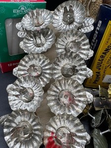 lot 55 image: Vintage Christmas Tree Metal Candle Holder Clips and Artisan Santa