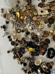 lot 225 image: Vintage Metal Buttons, Book and Jar
