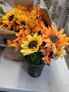 6 Potted Faux Sunflower ...