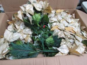 Box of Faux Glittery Poinsettia Bou...