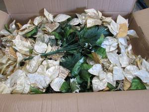 Box of Faux Glittery Poinsettia Bou...