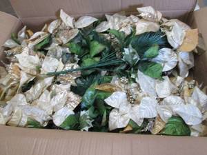 Box of Faux Glittery Poinsettia Bou...