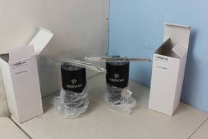lot 116 image: Two Black Tumblers with straws