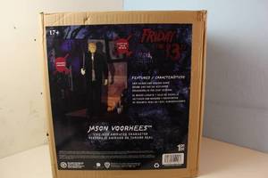 lot 51 image: 6 Life size Animated Jason Voorhees Open Box - Collectible Model #222218 Box has been opened, no damage to product