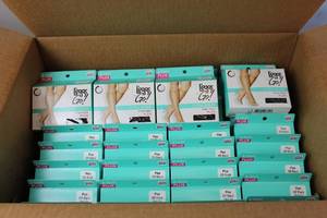 lot 156 image: 36 Packs of Leggs to Go Ultra Sheer Knee Highs Plus Off Black Sheer Toe