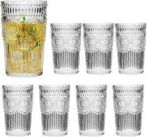lot 189 image: Cadamada 10 OZ Water Glasses,Vintage Romantic Glasses Cup, Suitable for Glasses for Wine, Cocktails, Drinks, Office, Parties, Weddings and Gifts (8pcs) and BONUS MUG Design may vary from picture