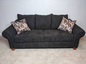 Charming Brown Sofa with Throw Pillows