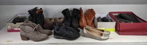 10 Pairs of Womens Size 7.5-8 Boots, Slippers, Sneakers, Flats and Ankle Boots