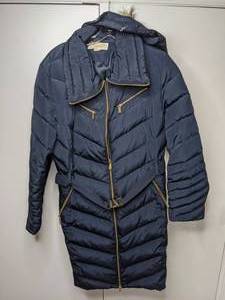 Michael Michael Kors Womens Size XL Blue Down Maxi Coat with Belt