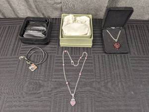 Judith Ripka Heart Enhancer with Chain, Cluster Pendant with Chain and Eric Grossbardt Pendant on Leather Cord
