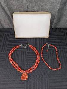 Sponge Coral 2 Strand Carved Rose Necklace and More