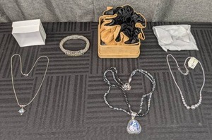 Trio of Vintage Sterling Silver Necklaces and One Bracelet