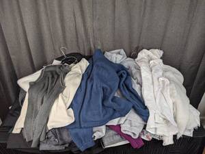 A Variety of Different Sized Womens Clothes Including Columbia Jackets, Sleepwear, Socks and More