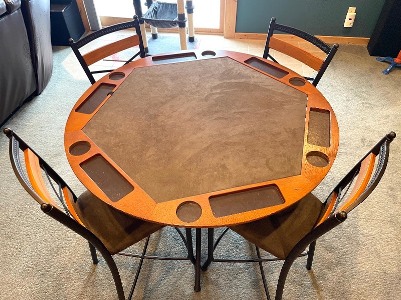 Pub height deals poker table