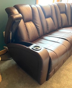 lot 47 image: Brown Leather Sectional