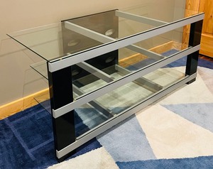 lot 60 image: Tempered Glass Shelved Media Stand