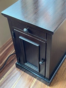 lot 21 image: Accent Table with Charging Station Ports and Sliding Drink Tray