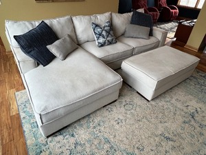 lot 1 image: Upholstered Neutral Colored Sectional