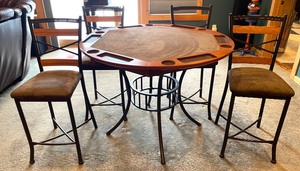 lot 20A image: Reversible Wooden Top Bar Height Poker Table