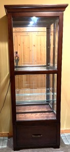 lot 154 image: Gorgeous Display Hutch with Glass Shelves and Lower Storage Drawer