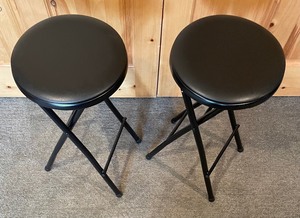 lot 157 image: 2 Black Folding Stools