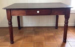 lot 368 image: Vintage Wooden Library Table with Drawer