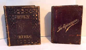 lot 379 image: Vintage Holy Bible and The Epicurean