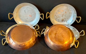 lot 79 image: Set of Six Villedieu (France) Indivdual Copper Handled Pans