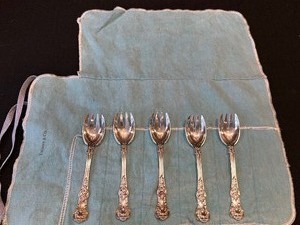 lot 6 image: Set of Five Tiffany Sterling Desert Spoons