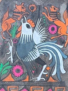 lot 420 image: Vintage Framed Amate Bark Print