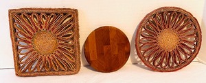 lot 281 image: Baskets, Cork Rounds and Woven Trivets