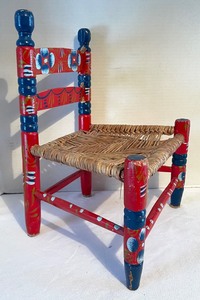lot 291 image: Darling Vintage Childrens Chair and Framed Print by Carol Blanchard