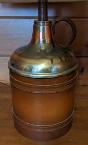 lot 212 image: Leather and Brass Table Lamp